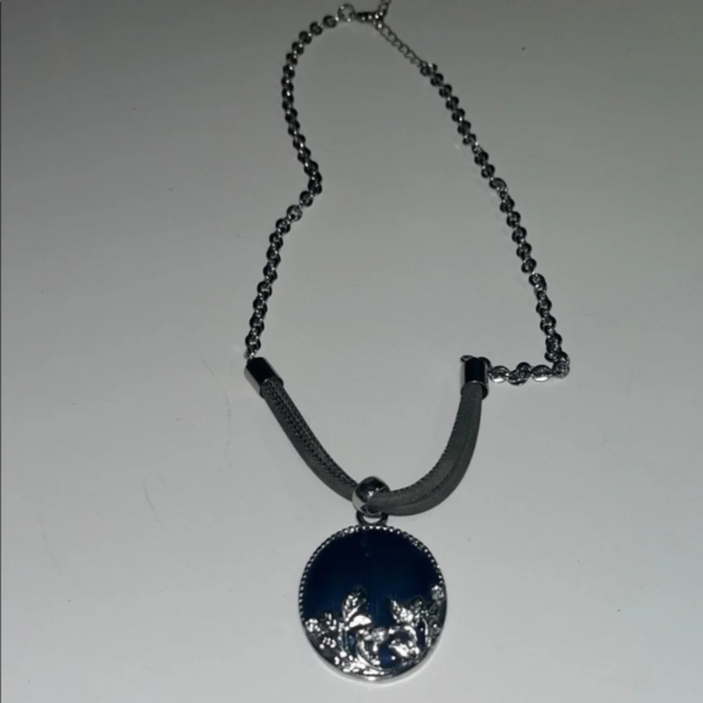 Chic Silver and Blue Necklace